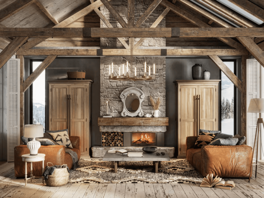 Quaint cozy room displaying Cottage interior design style characterized by vintage charm, soft floral patterns, and painted wood finishes
