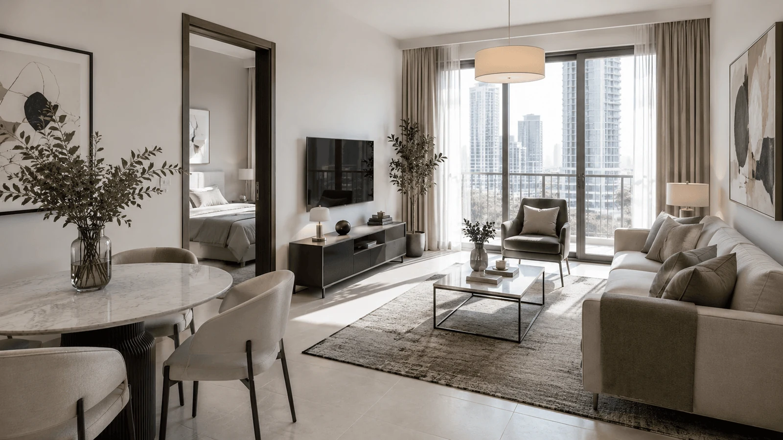 styled Dubai apartment interior suited to an independent interior designer