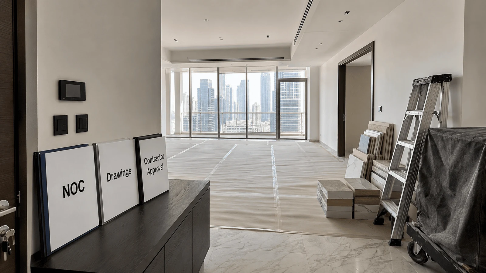 Dubai fit out approvals showing NOC drawings and contractor approval before site work