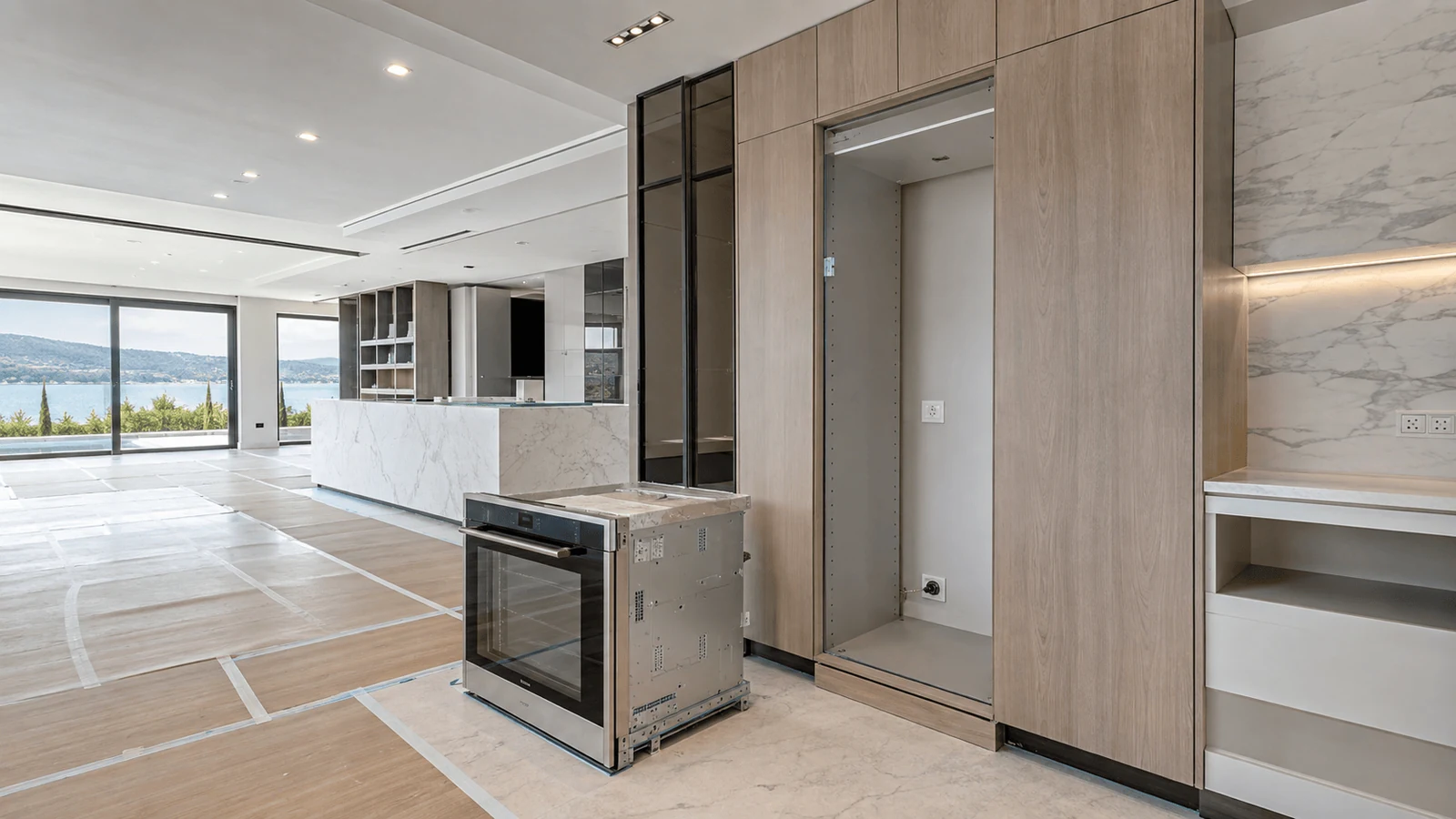 interior project management on site with joinery and appliance installation in progress